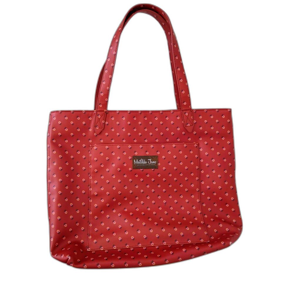 Matilda Jane Wonderment Together Time Autumn Floral Vinyl Orange Tote Bag